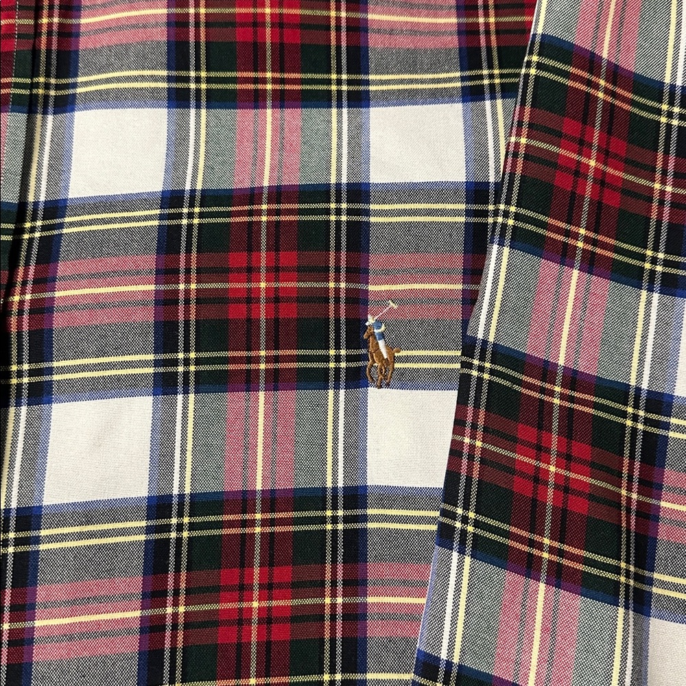 Ralph Lauren great shape Christmas plaid green red white flesh pony shirt - Picture 3 of 7